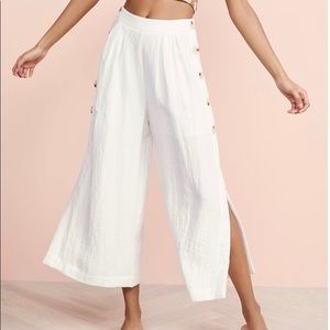 J.O.A. Off White Side Button Pants